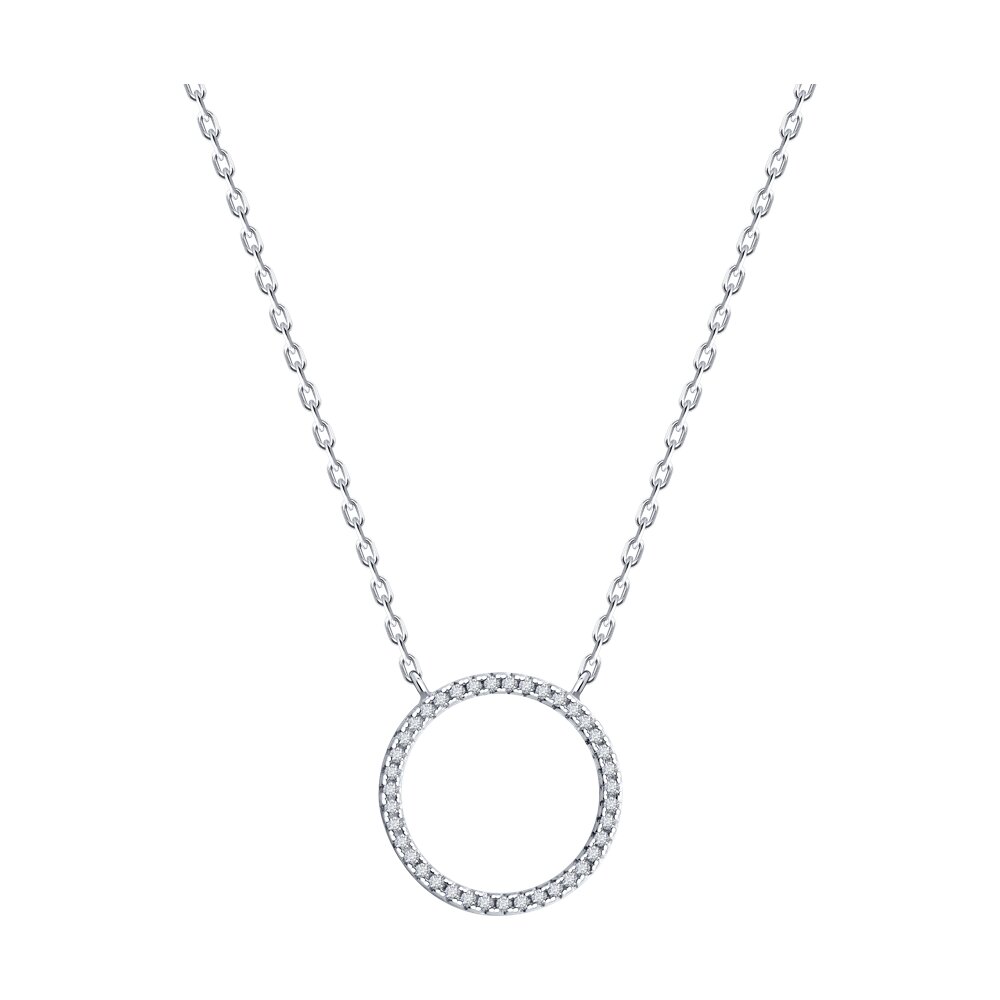 

Колье из серебра 38-43 см SOKOLOV 94070864-91, фианит, 94070864-91
