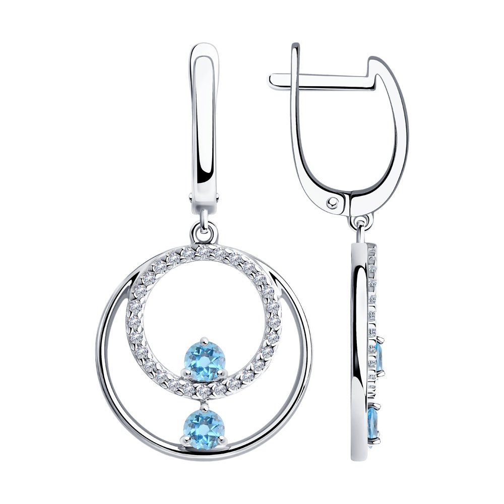 

Серьги женские из серебра SOKOLOV 92022260, топаз/фианит, 92022260