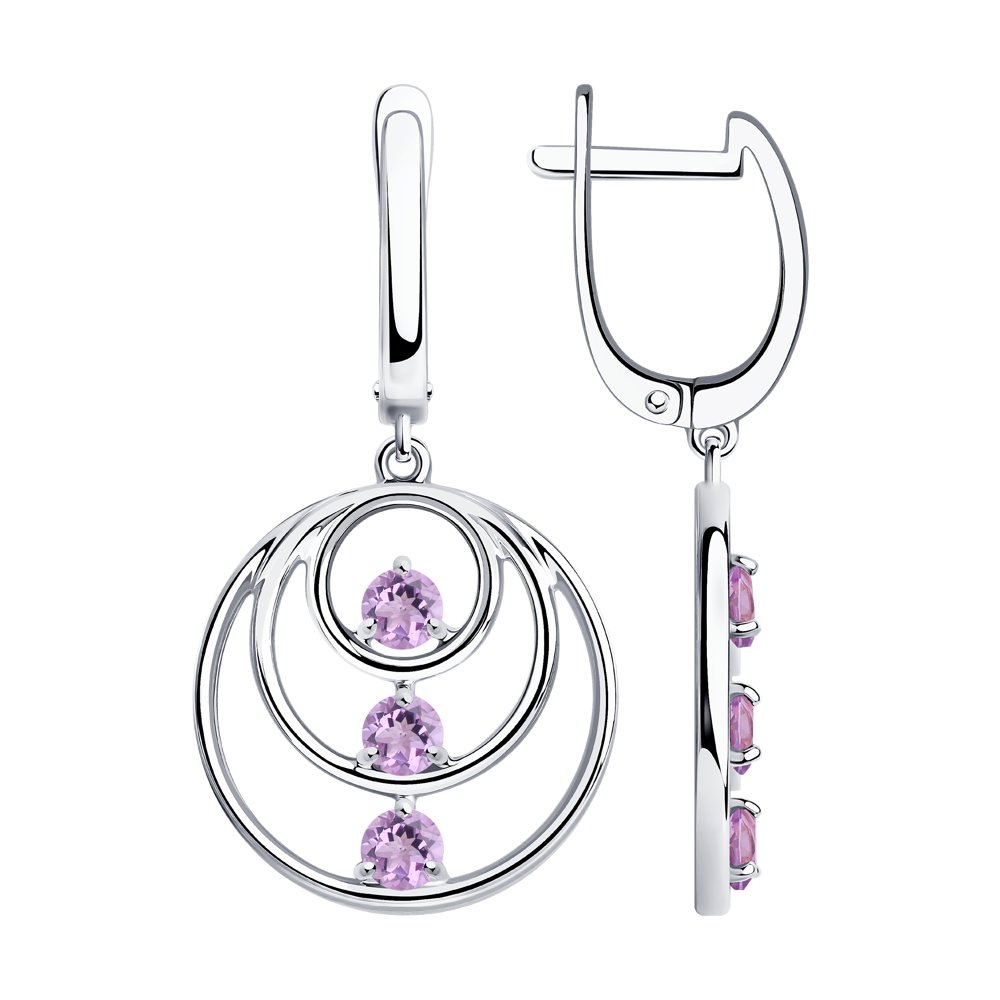

Серьги женские из серебра SOKOLOV 92022271, аметист, 92022271