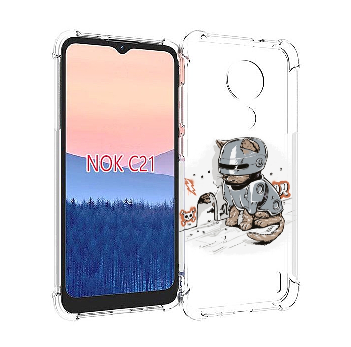 

Чехол MyPads Грозный кот для Nokia C21, Прозрачный, Tocco