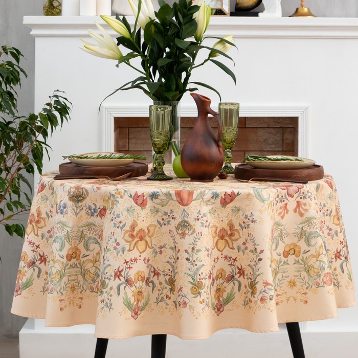 

Этель Скатерть Этель Floral pattern d=219 см с ГМВО, 100% хл, саржа 190 гр/м2