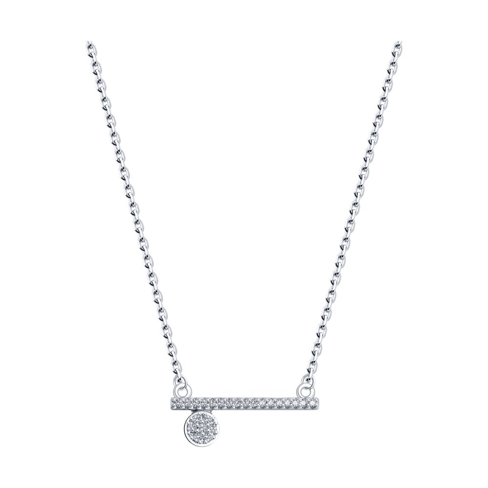 

Колье из серебра 38-43 см SOKOLOV 94070867-91, фианит, 94070867-91