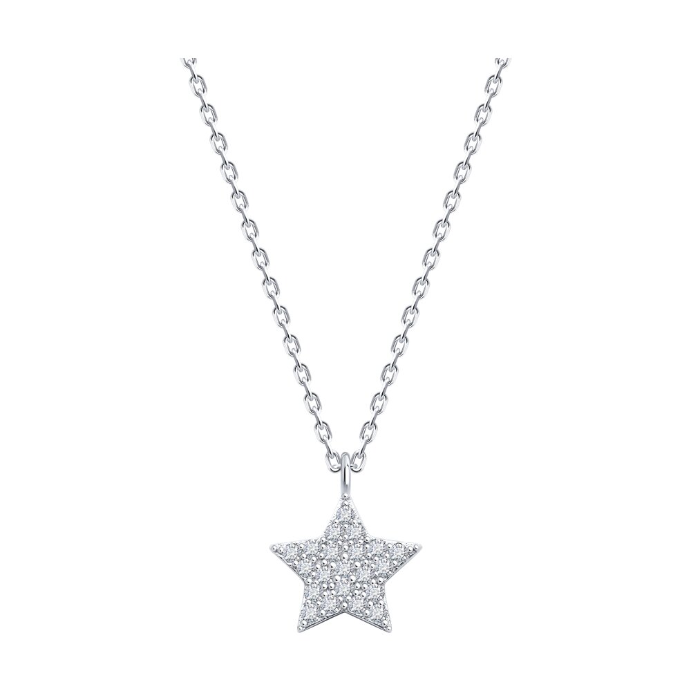 

Колье из серебра 38-43 см SOKOLOV 94070868-91, фианит, 94070868-91