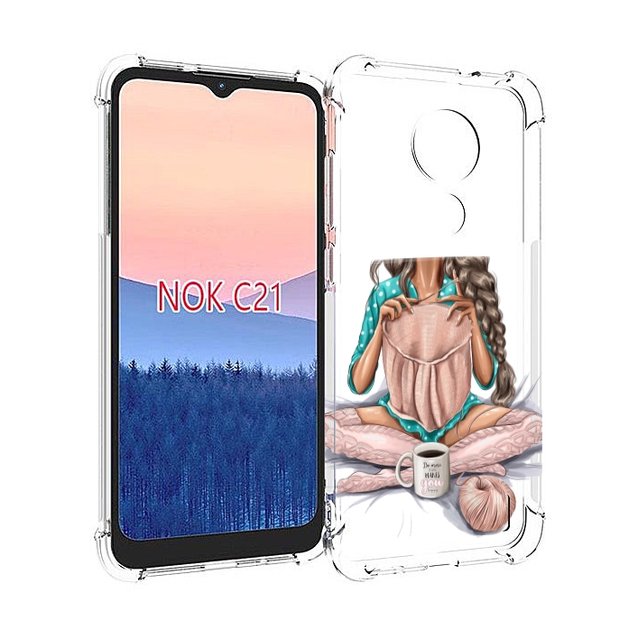 

Чехол MyPads Девушка-вяжет женский для Nokia C21, Прозрачный, Tocco