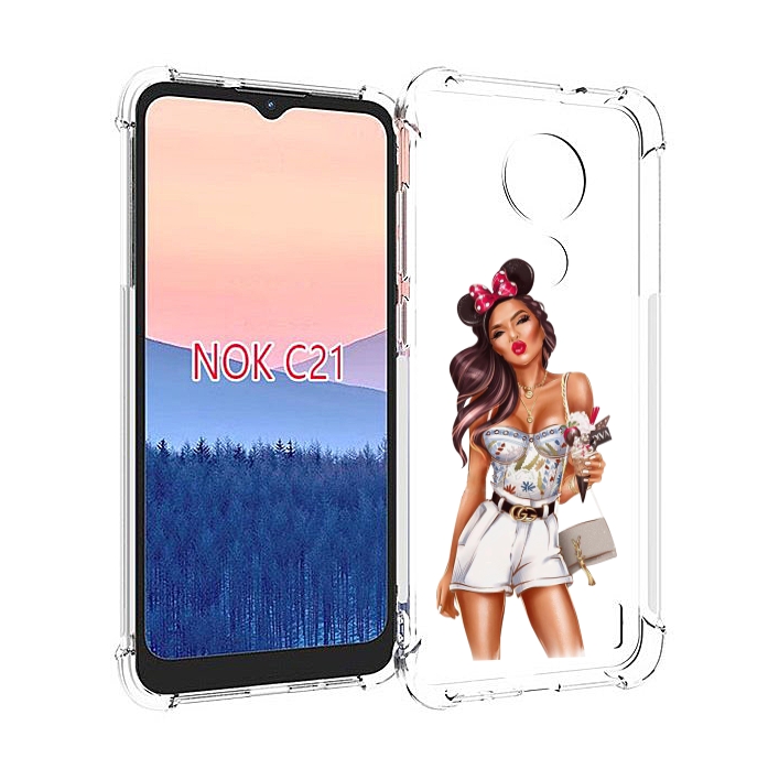 

Чехол MyPads Девушка-микки для Nokia C21, Прозрачный, Tocco