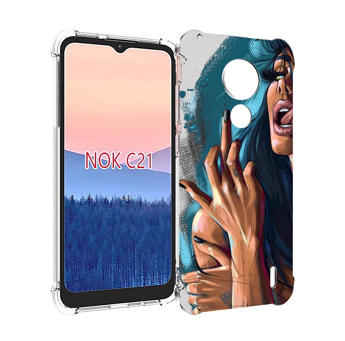 

Чехол MyPads Девушка-нарисованная-дерзкая женский для Nokia C21, Прозрачный, Tocco