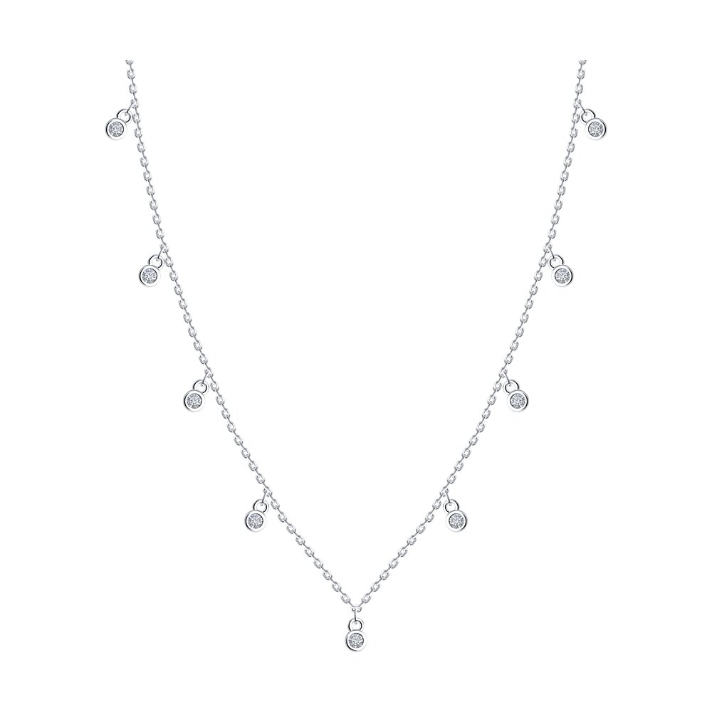

Ожерелье из серебра 38-43 см SOKOLOV 94070876-91, фианит, 94070876-91