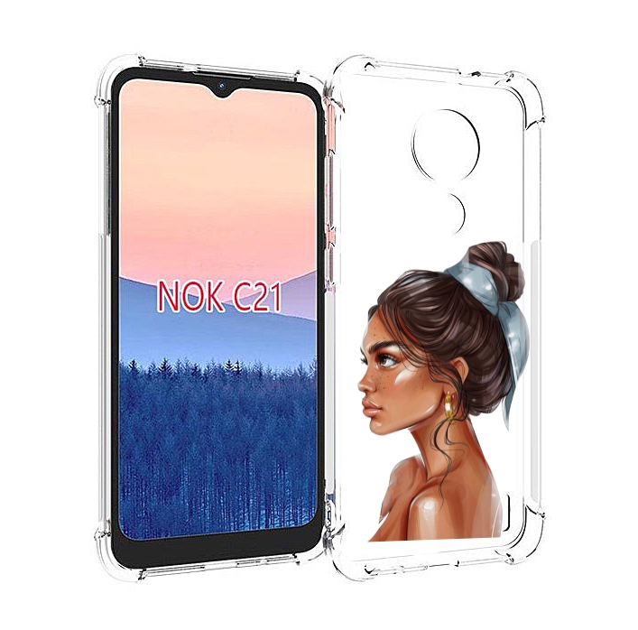 

Чехол MyPads Девушка-с-повязкой женский для Nokia C21, Прозрачный, Tocco