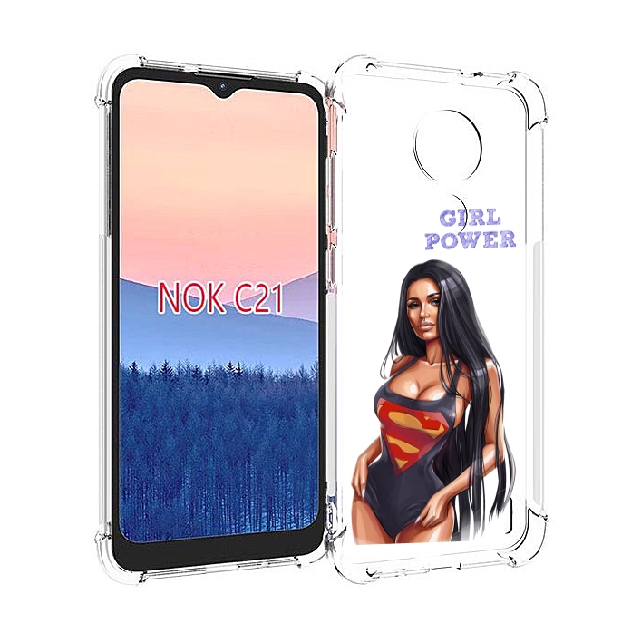 

Чехол MyPads Девушка-супермен женский для Nokia C21, Прозрачный, Tocco