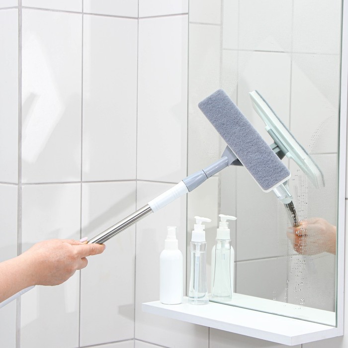 Окномойка Доляна насадка с абразивом, телескопическая ручка, силикон сгон, 23х5х56 см