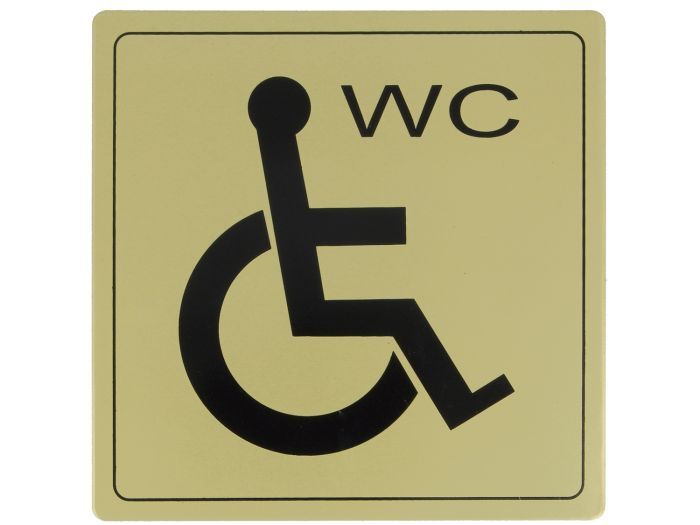 Информационная табличка Amig Туалет для инвалидов из алюминия, позолоченная, 103-140х140 табличка информационная женский туалет mediclinics ps0002cs