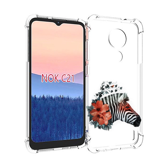

Чехол MyPads Зебра с цветами для Nokia C21, Прозрачный, Tocco