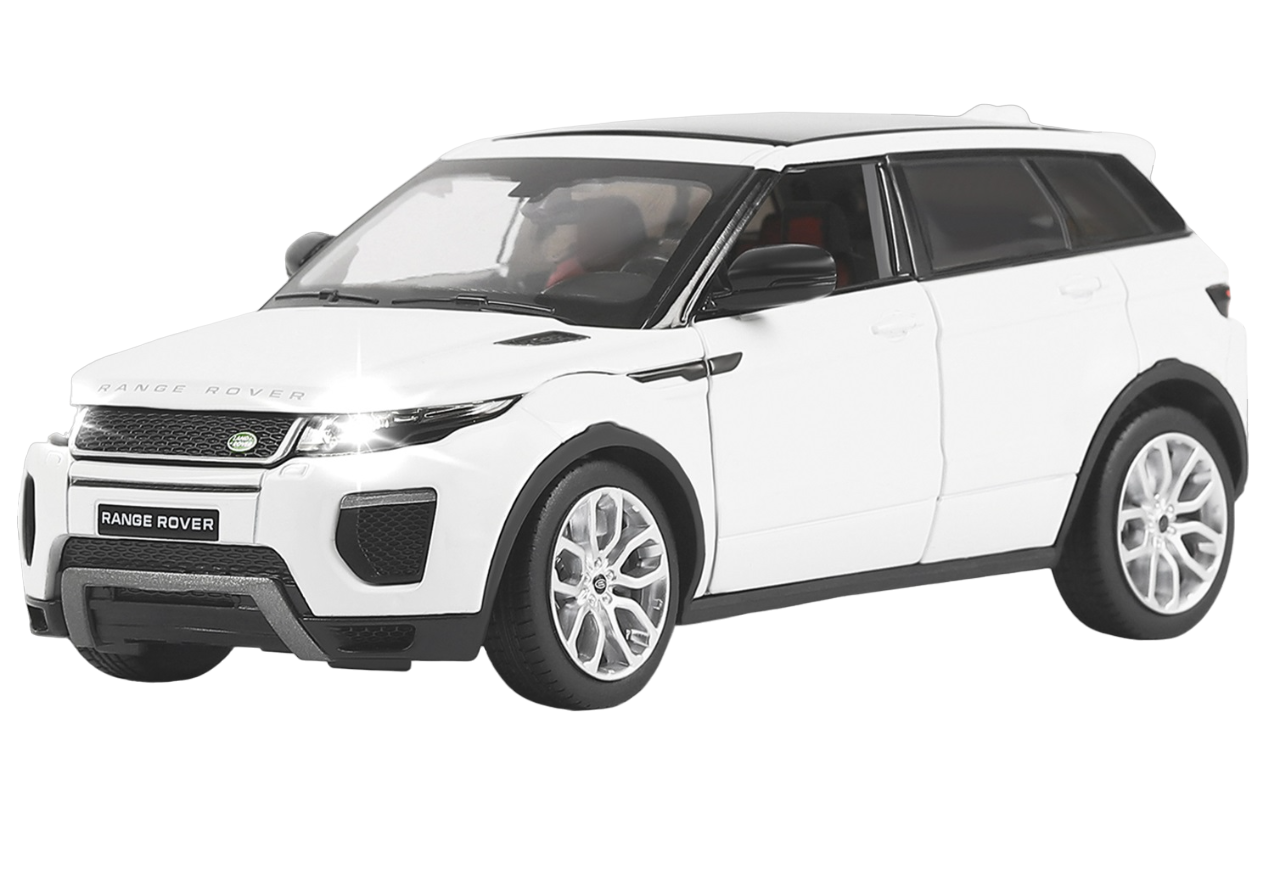 Машинка Range Rover колеса поворачиваются 1:24 белая инерционная, свет, звук, все открывае