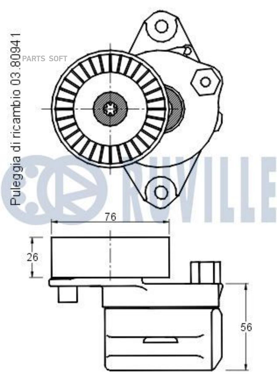 

Ролик Руч.Ремня Mercedes W203,204,211,Sprinter Mot.272,273 С Натяжителем Ruville арт. 5418