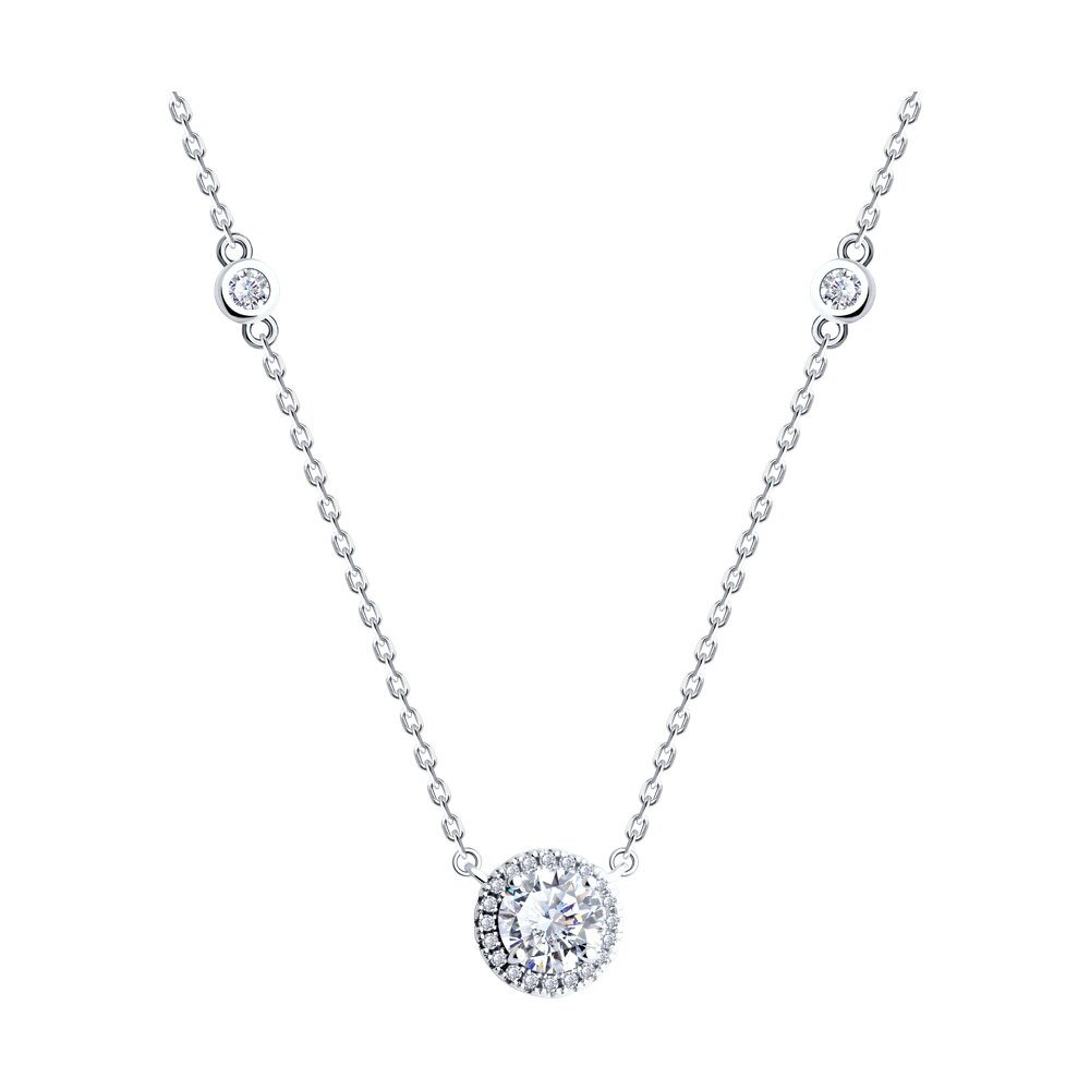 

Колье из серебра 38-43 см SOKOLOV 94070879-91, фианит, 94070879-91