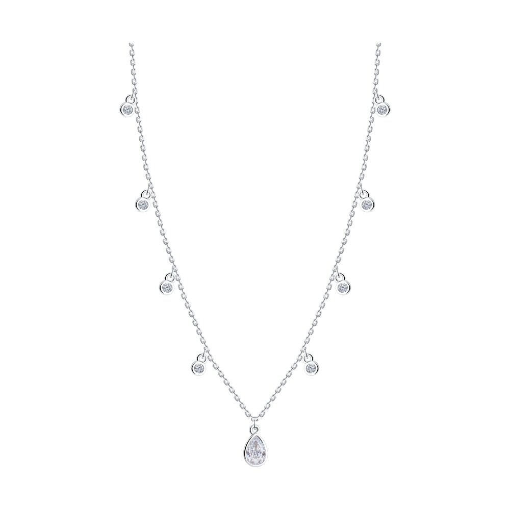 

Колье из серебра 38-43 см SOKOLOV 94070881-91, фианит, 94070881-91
