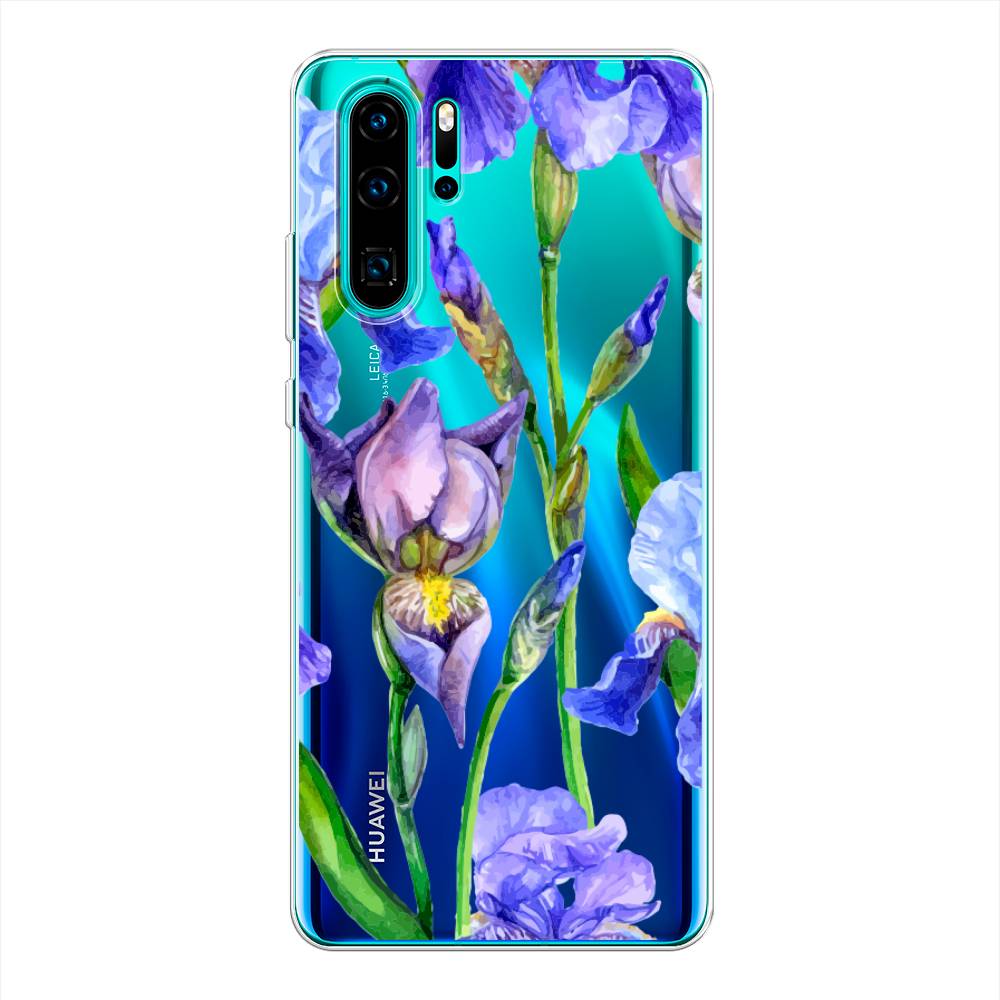 фото Чехол awog "синие ирисы" для huawei p30 pro