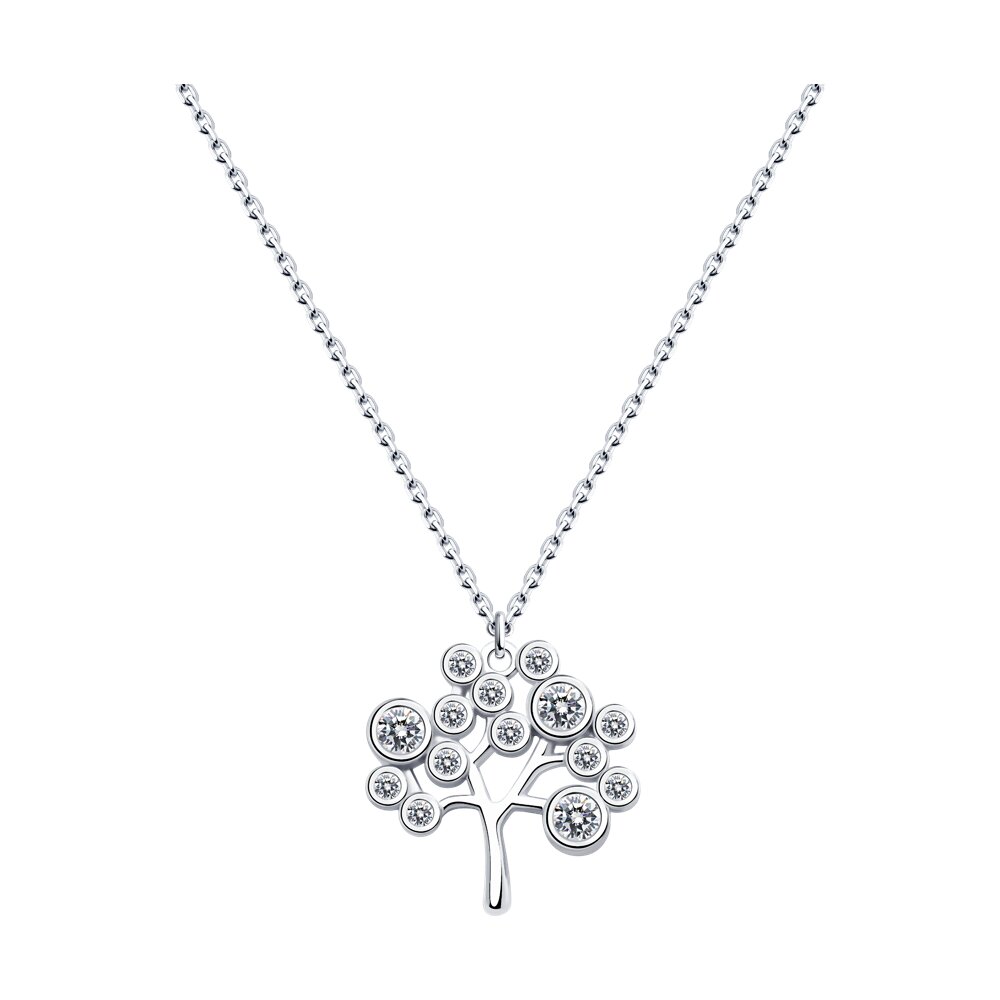 

Колье из серебра 40-45 см SOKOLOV 94070885-91, фианит, 94070885-91