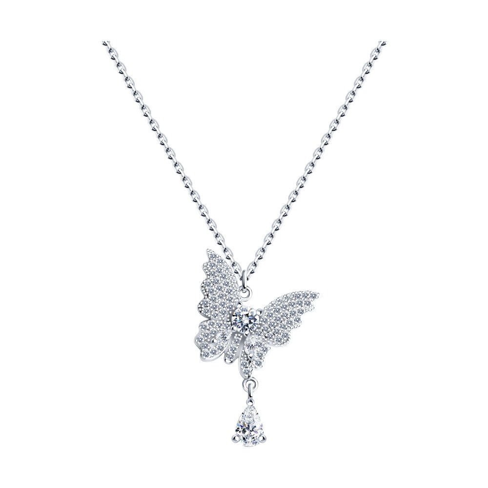 

Колье из серебра 38-43 см SOKOLOV 94070889-91, фианит, 94070889-91