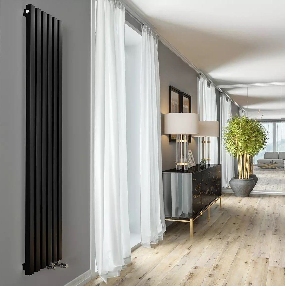 Трубчатый радиатор отопления с квадратным профилем 40x40 GUARDO RETTA 4P 4 секции, черный