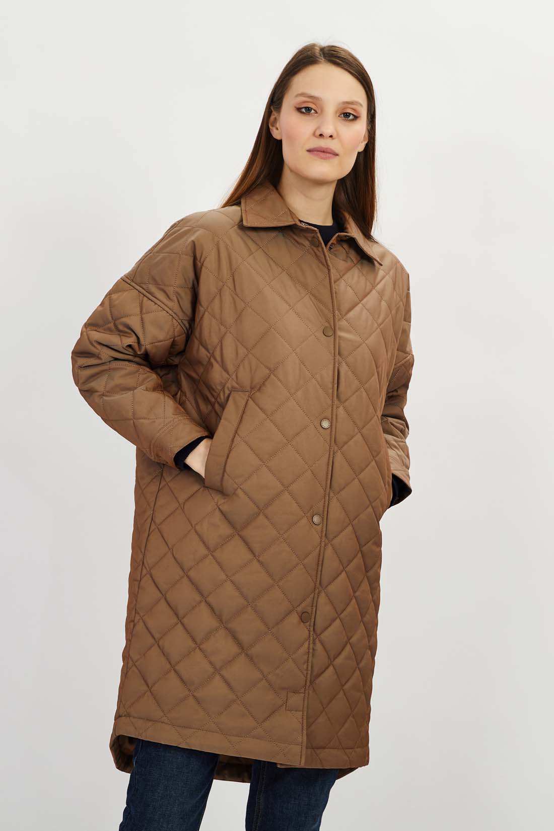 фото Пальто женское baon b0322035 коричневое 2xl