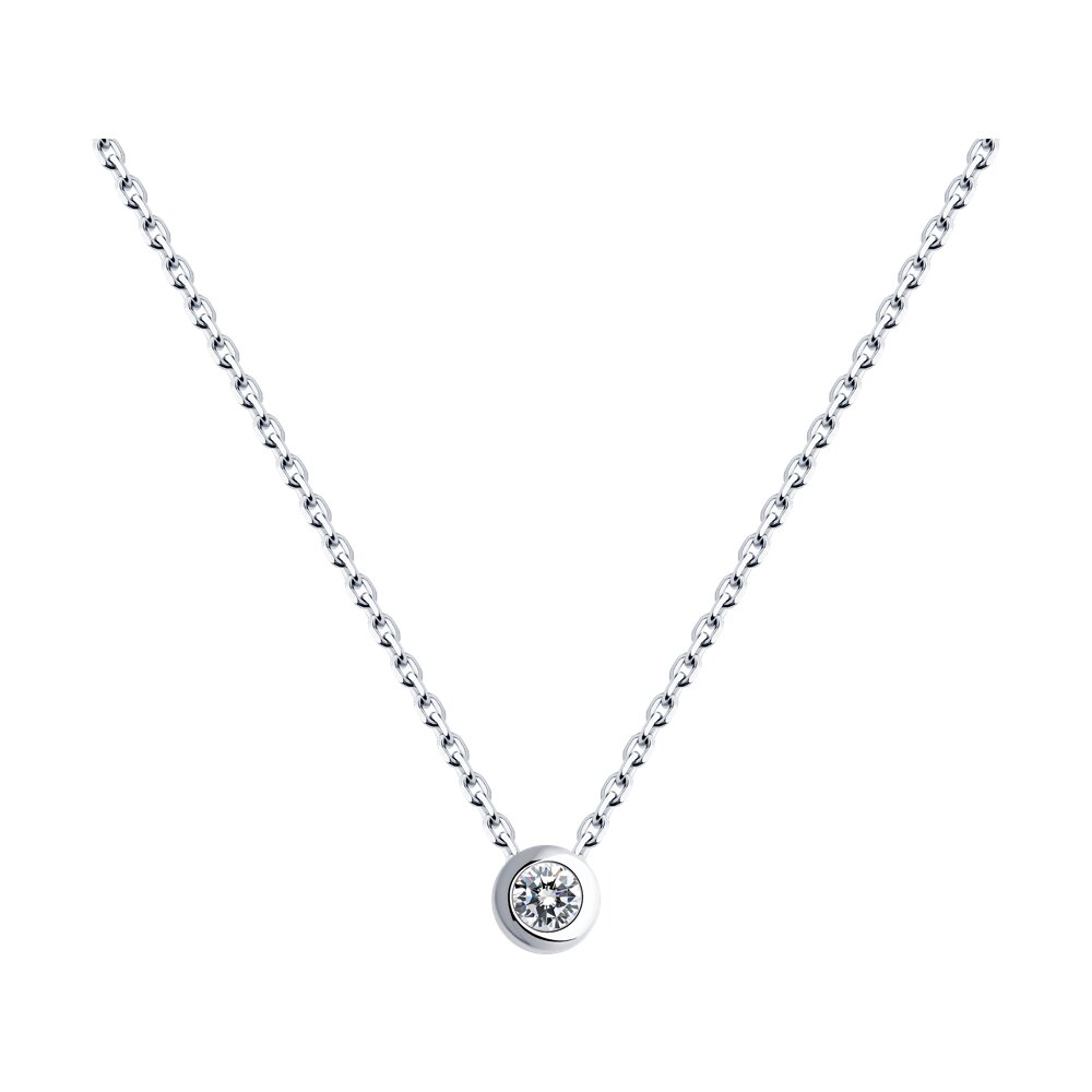 

Колье из серебра 40-45 см SOKOLOV 94070900-91, фианит, 94070900-91