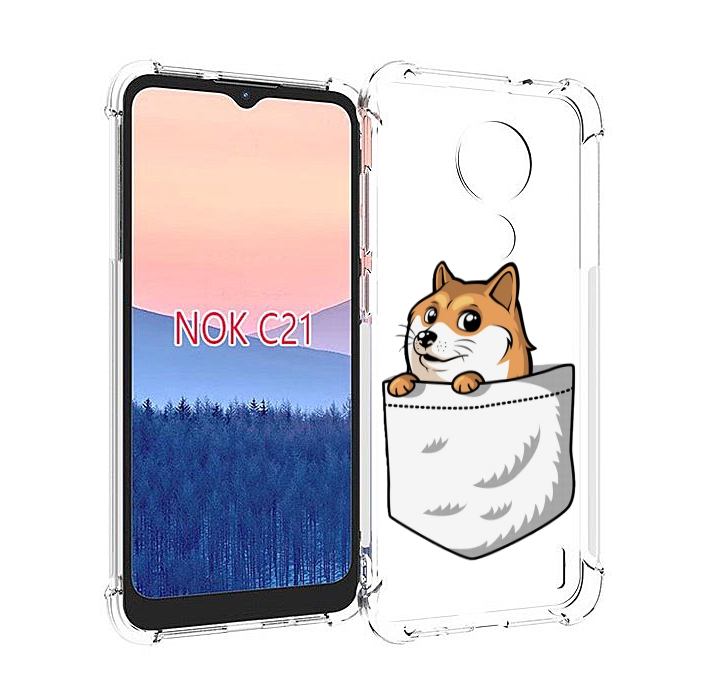 

Чехол MyPads Корги в кармане для Nokia C21, Прозрачный, Tocco
