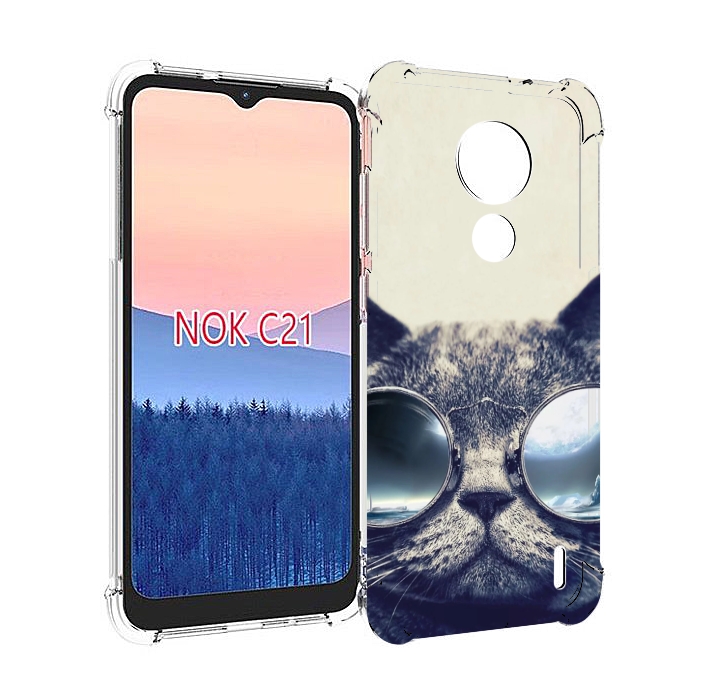 

Чехол MyPads Кот-в-очках-2 для Nokia C21, Прозрачный, Tocco