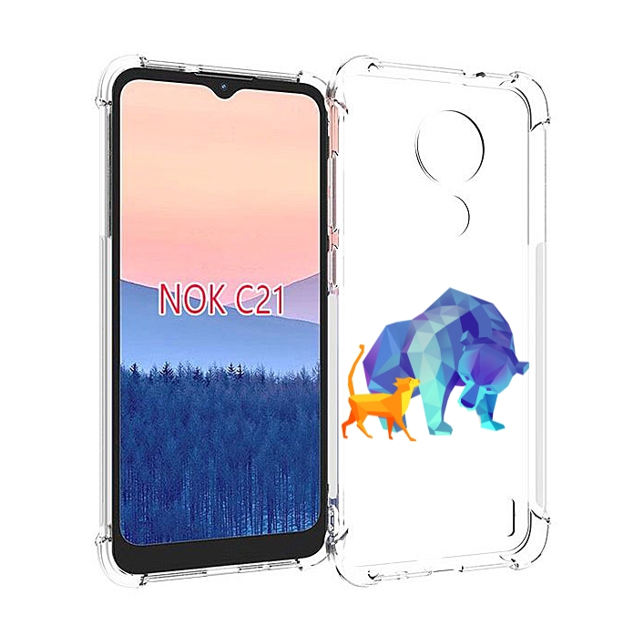

Чехол MyPads Кот-и-медведь для Nokia C21, Прозрачный, Tocco