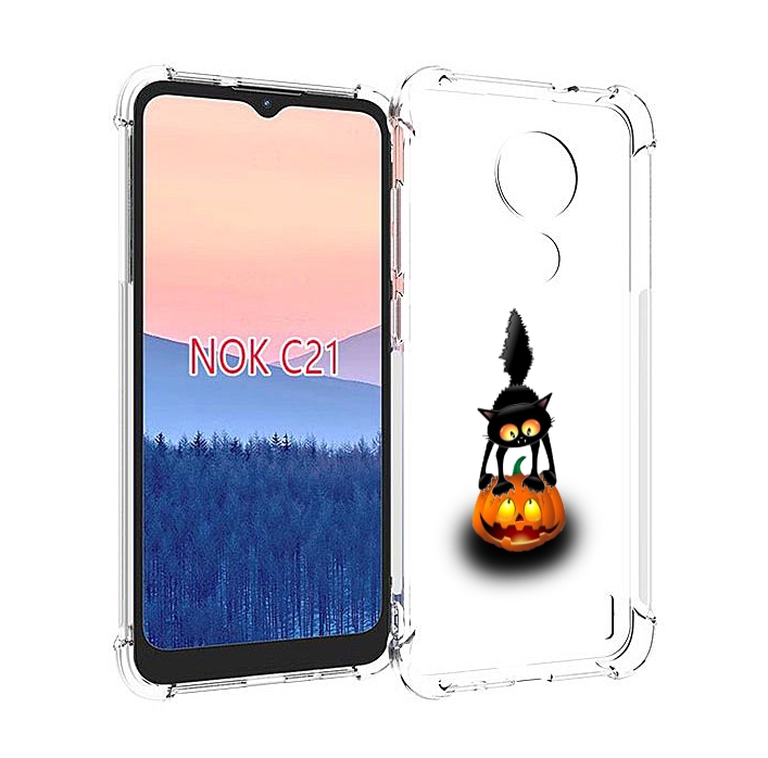 

Чехол MyPads Котик с тыквой для Nokia C21, Прозрачный, Tocco