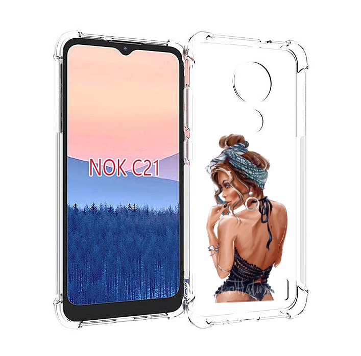 

Чехол MyPads Красивая-дама женский для Nokia C21, Прозрачный, Tocco