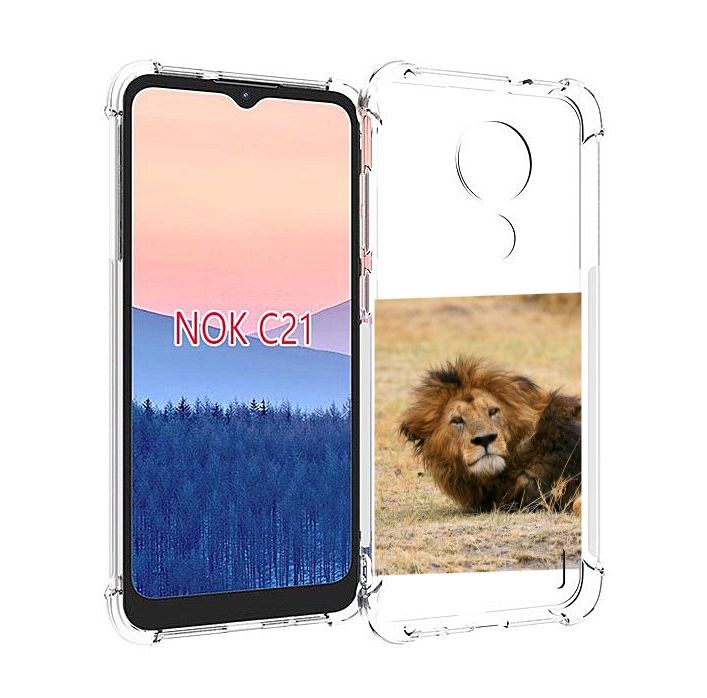 

Чехол MyPads Лев-лежит мужской для Nokia C21, Прозрачный, Tocco