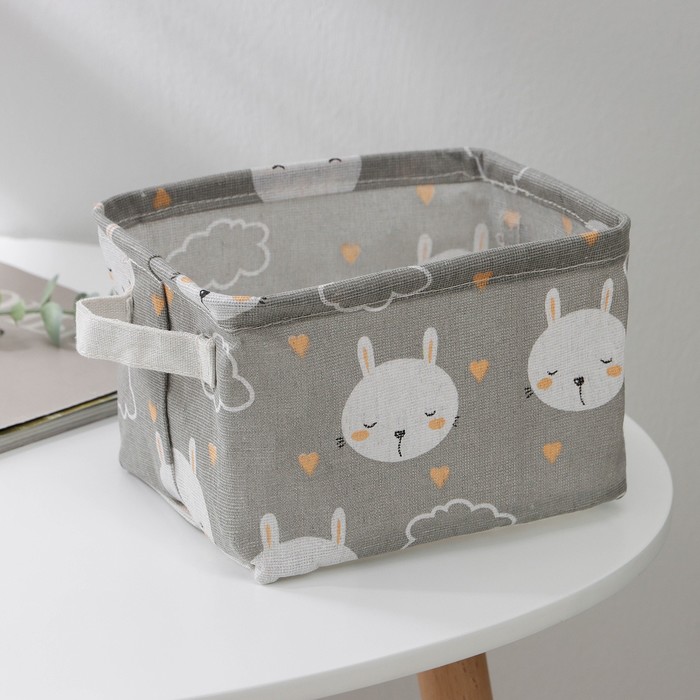 

Корзина для мелочей "Зайки", с ручками, 20х16х14 см, цвет серый (7101271)