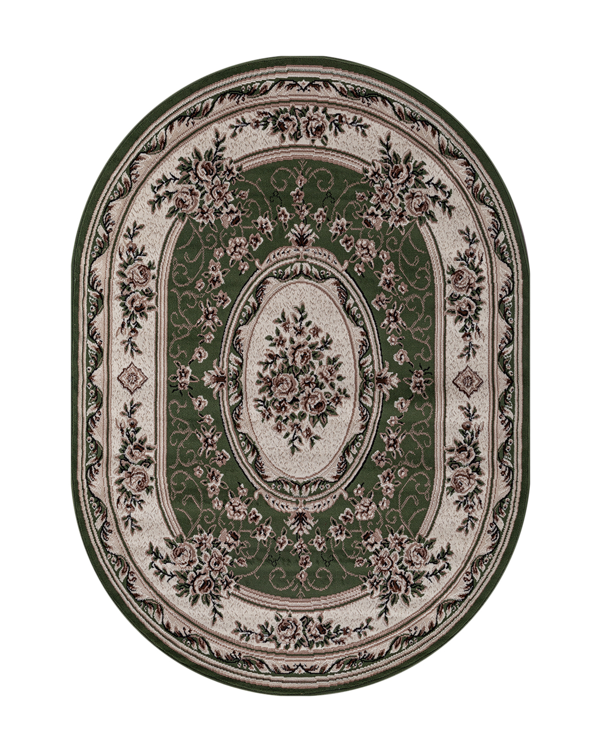 

Ковёр Merinos Gavana 250x400 овальный зелёный кремовый 5444