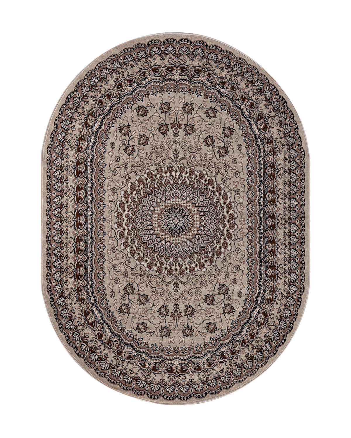

Ковёр Merinos Gavana 250x350 овальный тёмно-бежевый D504