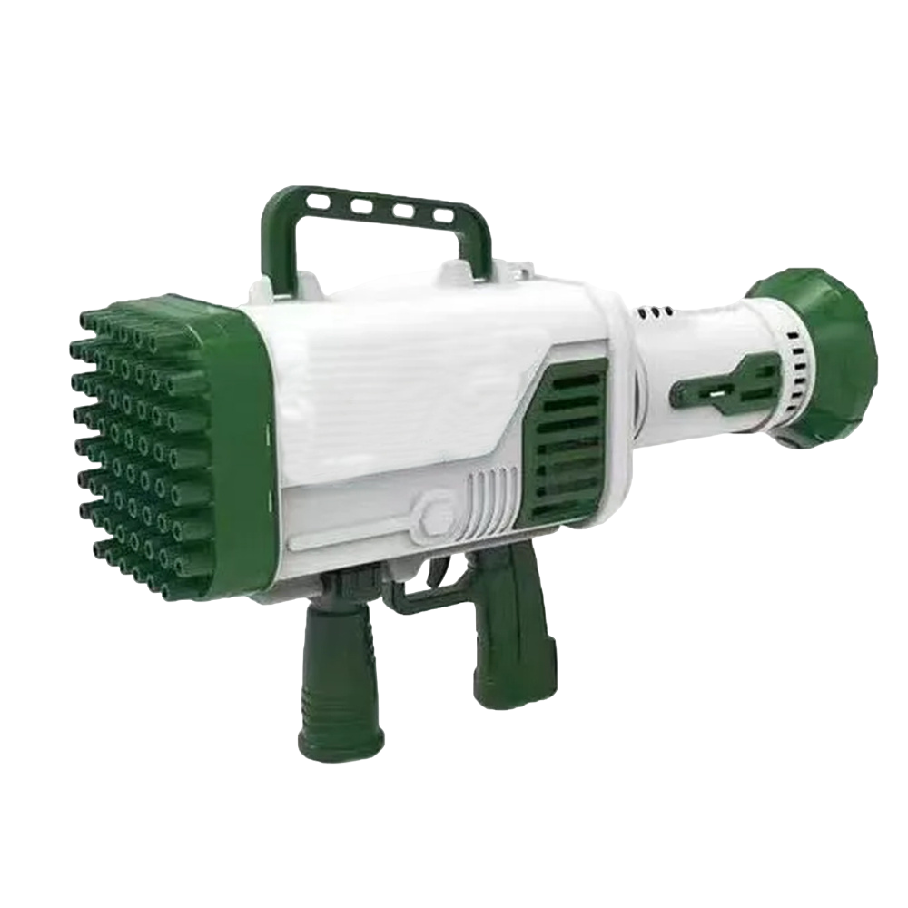 Большой детский пистолет-генератор мыльных пузырей на батарейках зеленый