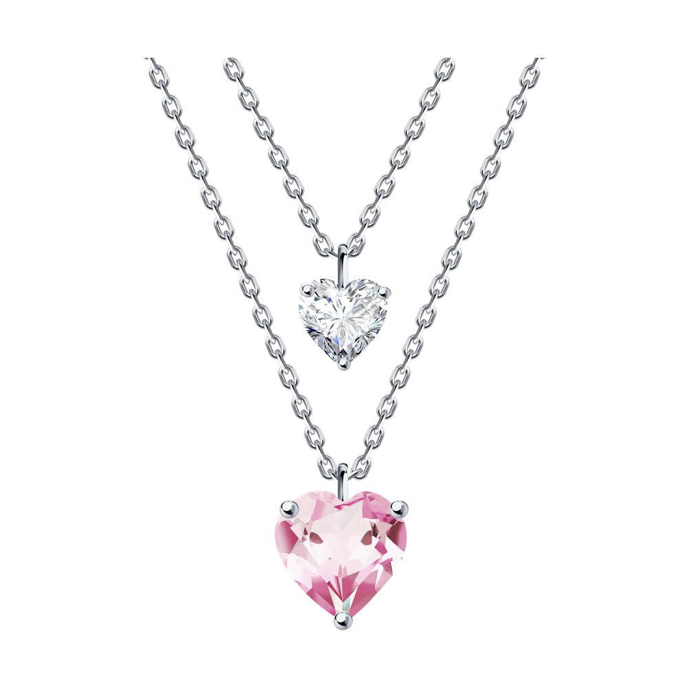 

Колье из серебра 38-43 см SOKOLOV 94070923-91, фианит, 94070923-91