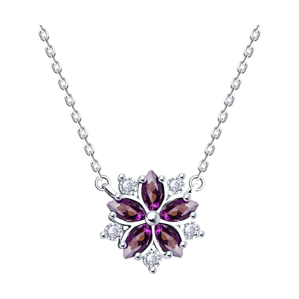 

Колье из серебра 40-45 см SOKOLOV 94070927-91, фианит, 94070927-91