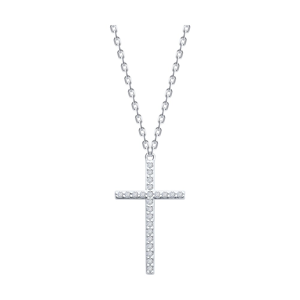 

Колье из серебра 40-45 см SOKOLOV 94070929-91, фианит, 94070929-91