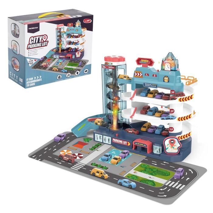 Парковка КНР ZY1185409 Городской паркинг, с 4 машинками и лифтом, свет и звук