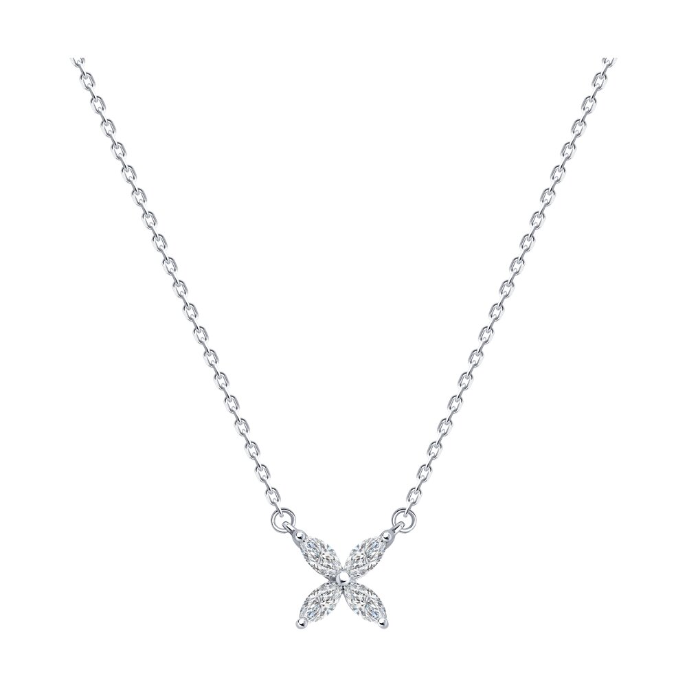 

Колье из серебра 38-43 см SOKOLOV 94070976-91, фианит, 94070976-91
