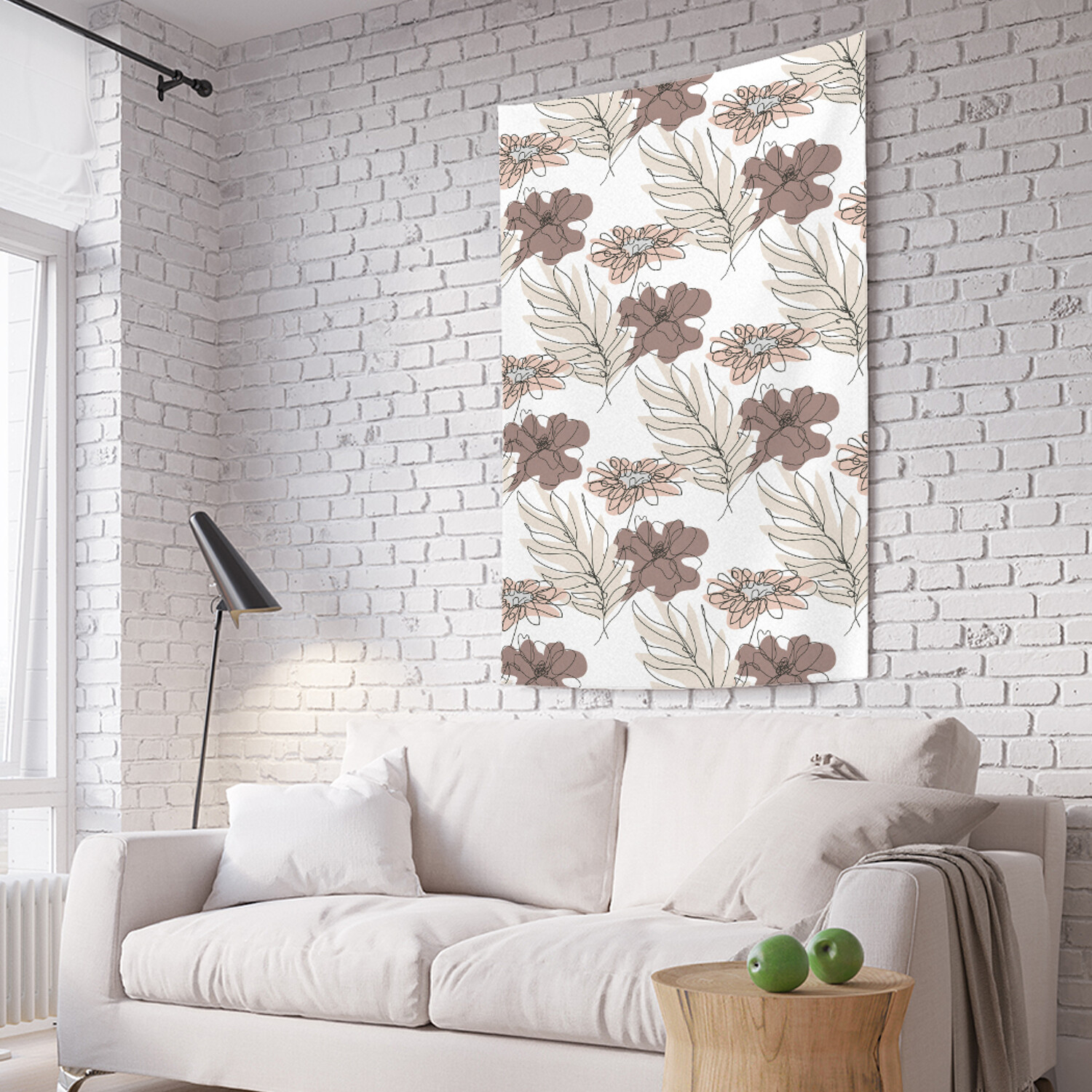 

Вертикальное фотопанно на стену Цветы контуром из ткани 100х150 см, Цветы контуром