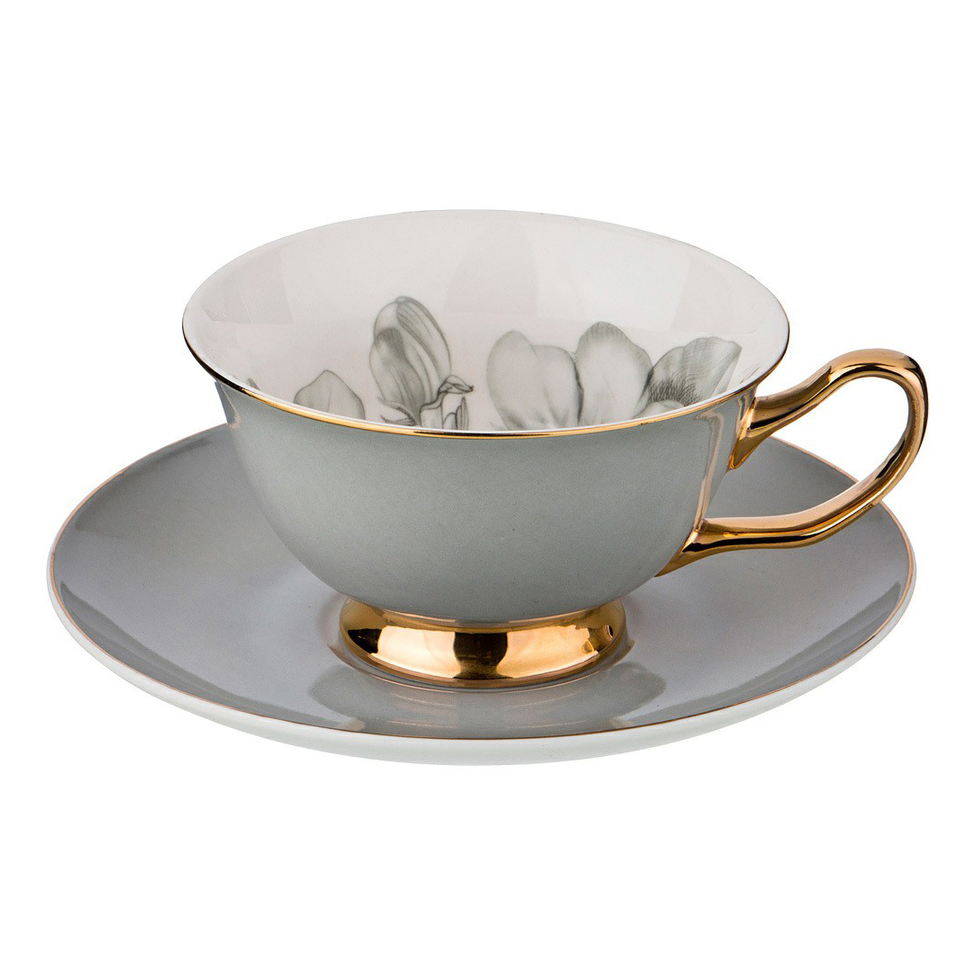 

Чайная пара Lefard Флер Грей 200 мл серая