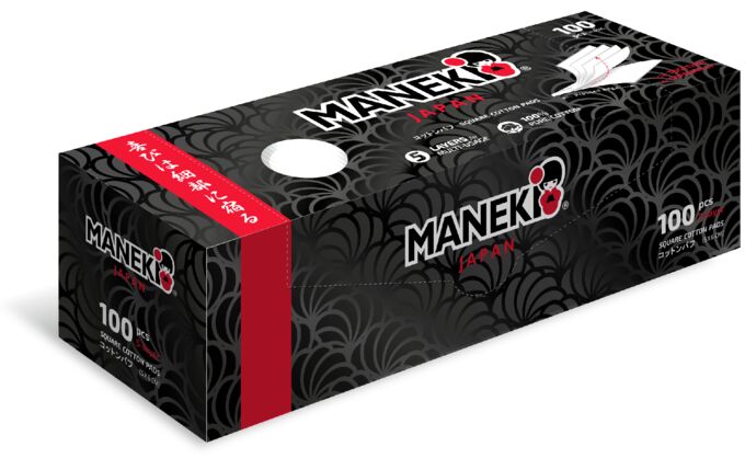 Подушечки ватные Maneki гигиенические BLACKWHITE 5-слойные прямоугольные 100 шт