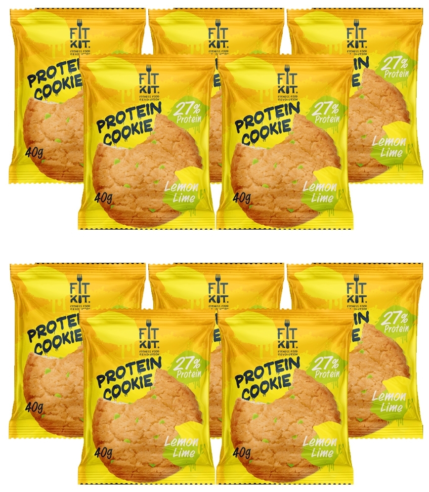 фото Fit kit protein cookie, 10шт x 40г (лимон-лайм)