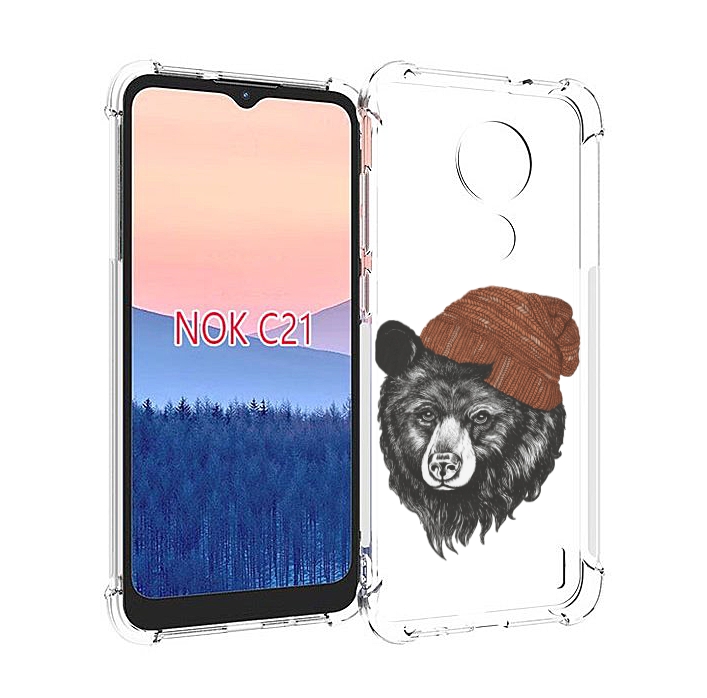 

Чехол MyPads Медведь в шапке 2 для Nokia C21, Прозрачный, Tocco