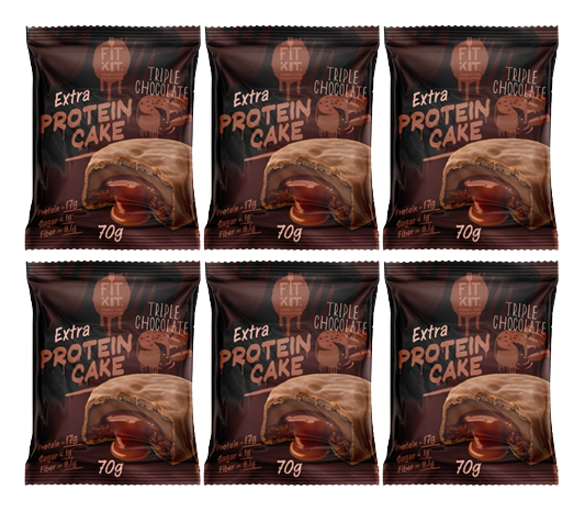 

Протеиновое печенье Fit Kit Protein Cake EXTRA Тройной шоколад, 6 шт по 70 г