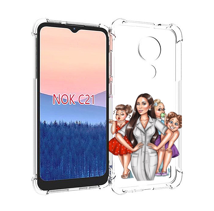 

Чехол MyPads Милые-дамы женский для Nokia C21, Прозрачный, Tocco