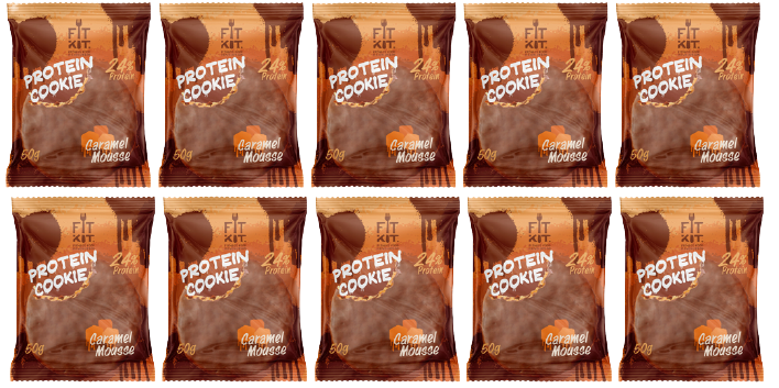 фото Fit kit chocolate protein cookie, 10шт x 50г (карамельный мусс)