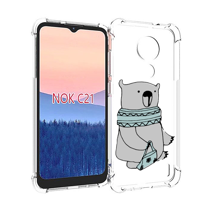

Чехол MyPads Модный медведь для Nokia C21, Прозрачный, Tocco